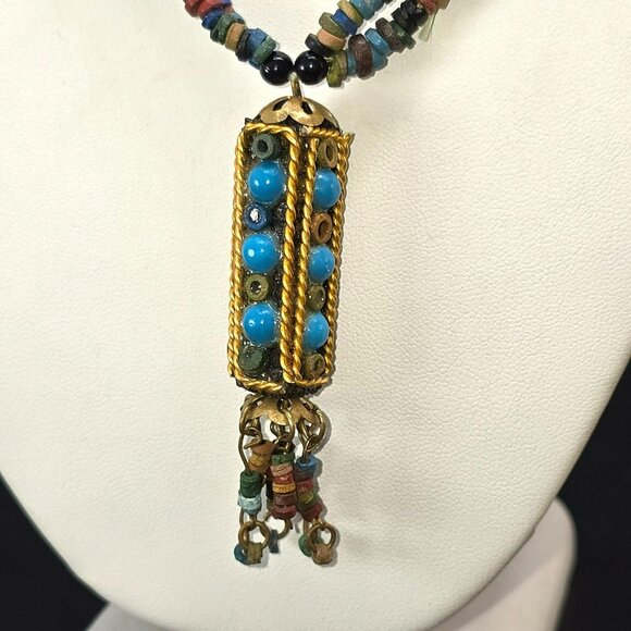 Vintage Bohemian Multicolor Beaded Necklace With Turquoise Accents 24" HS187 - Picture 5 of 8